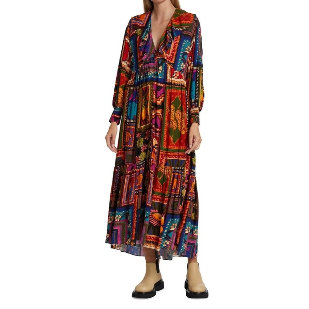 FARM Rio Multicolor Patterned Midi Dress